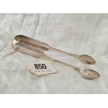 A good pair of Scottish sugar tongs with scroll neck decorated nips, Glasgow 1861 by WG