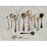 Various salt spoons, mostly foreign