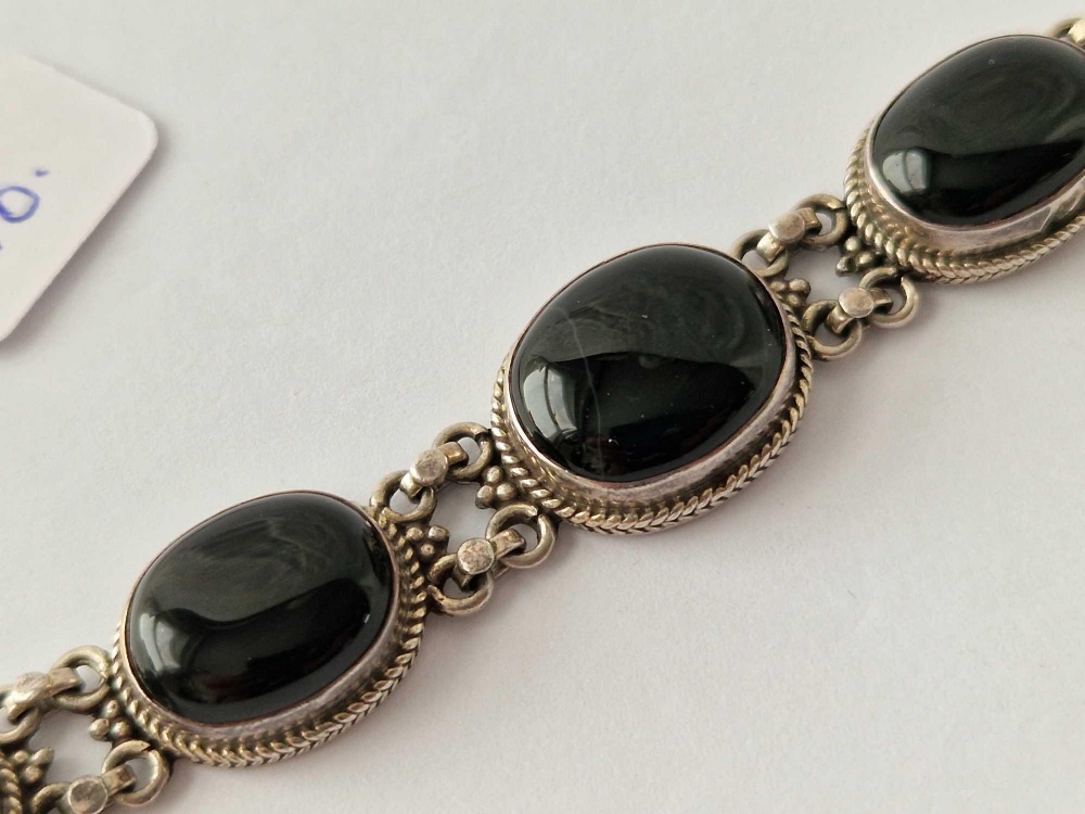 A ornate silver gem stone set bracelet 8 inches 27 gms - Image 2 of 2