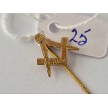 A Edwardian masonic stick pin 9ct