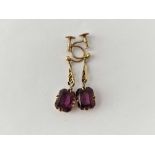 A pair of antique purple stone drop earrings 9ct 2.9 gms