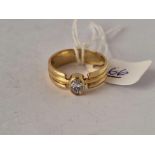 A gem set wide band 9ct ring size O ½ 4g