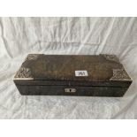 An oblong Edwardian Leather box with silver mounts from Alexander Clark, London, 12" wide,