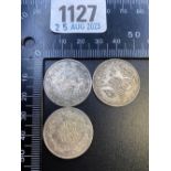 3 Egyptian silver coins 21,