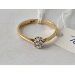 A diamond solitaire 0.25ct in 18ct gold size P 2.2g