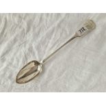 A Victorian basting spoon also fiddle pattern, 12" long, London 1849 by MJ?, 120g