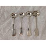 Four Exeter silver salt spoons 1810 by SL etc