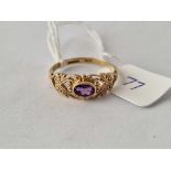 A vintage amethyst ring in 9ct size S 2.1g inc