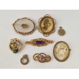 A quantity of rolled gold costume jewellery, mainly brooches