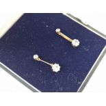A pair of Chester hallmarked 9ct white stone earrings – boxed