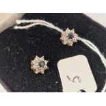 A pair of boxed diamond and sapphire earrings 9ct 1.6 gms