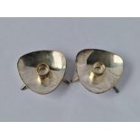 A pair of Danish silver taper stick holders, 2” wide, 63 g.