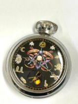 Vintage Masonic Automaton pocket watch ( rotating skull ) working