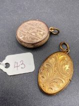 Two antique gold fronted engraved pendants