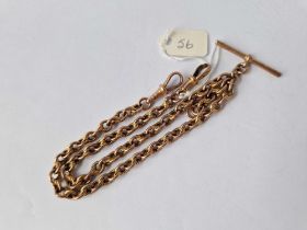 A VICTORIAN ROSE GOLD FANCY LINK ALBERT 9CT 14 INCH 17.5 GMS