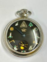 Vintage Masonic Automaton pocket watch ( rotating skull ) working