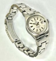 Omega sea master automatic watch with date . Working , missing glass