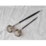 Two more toddy ladles with circular bowl, Glasgow 1825 by D.McD, one unmarked