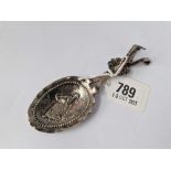 A Dutch spoon with decorative Goat head handle, 5" long, 33g