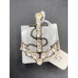 A large 19th century Rhine stone brooch in the form of a anchor