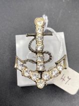 A large 19th century Rhine stone brooch in the form of a anchor