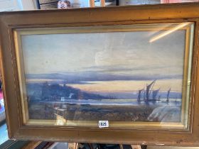 Indistinctly signed Sunset of Eastury, 11.5 x 20 inch