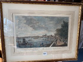 A coloured engraving of 'The Thames' by JS Muller printed by ROBERT SAYER, 1751, Ex ARTHUR ACKERMAN,