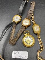 Three ladies wrist watches LORUS ORIS AVIA together with a pendant watch
