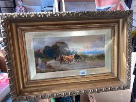 G. Wainwright, Cattle and Rover, 6.5 x 13 inch, signed