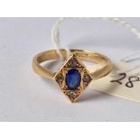 A sapphire and diamond ring 18ct gold size O 3.2 gms