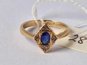 A sapphire and diamond ring 18ct gold size O 3.2 gms