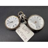 Two ladies silver fob watches