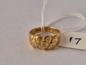 Antique 18ct gold Edwardian keeper ring, hallmarked Chester 1909, size K