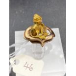 A antique BUDDHIST goddess shrine pendant brooch on gold frame