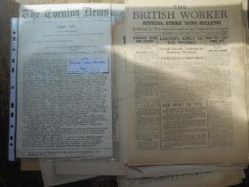 NATIONAL STRIKE NEWSPAPERS 10 1926 National Strike Newspapers plus 1963 Kennedy assassination copy