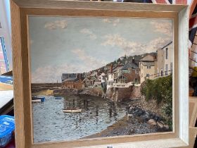 Jas Richardson, West Country quayside, 23 x 19 inch, signed