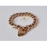 A EDWARDIAN LARGE ROSE GOLD CURB BRACELET WITH PADLOCK CLASP 7 INCH 19 GMS