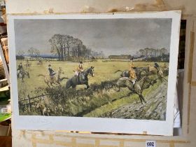 A signed coloured print by LIONEL EDWARDS 'The Old Surrey & Burstow Hunt'
