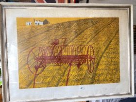 A signed Limited Edition print No. 2 of 5 of the 'Hay Rake' by KER? / 72, 25" x 36"