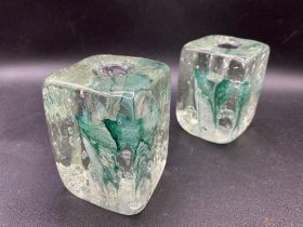 Pair of Retro glass candleholders