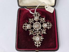 A 19th century French silver and paste pendant in fitted box