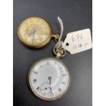 A ladies slim line gilt ELGIN fob watch with seconds dial together with a gents metal pocket watch