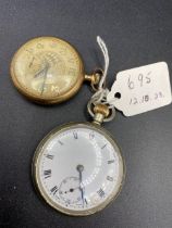 A ladies slim line gilt ELGIN fob watch with seconds dial together with a gents metal pocket watch