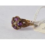 A VICTORIAN HANDS POSY CLUSTER RING SET WITH AMETHYST AND PEARLS SIZE J BOXED