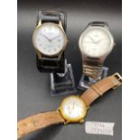 Three gents wrist watches TIMEX SEKONDA and SLAVA