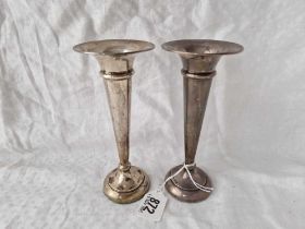 A pair of spill vases, trumpet shaped, 6.5" high, Birmingham 1919 by S & M