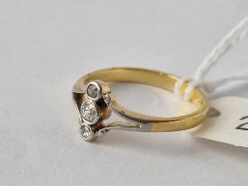 Antique Edwardian 18ct & platinum diamond 3 stone ring, size L