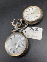 Two gents silver pocket watches one by J SALMON both with seconds dial and one key