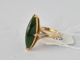 A jade ring 18ct gold size O 5.7 gms
