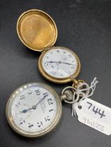 A rolled gold pocket watch and a nickel example